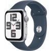 Apple Watch SE GPS 44mm Silver Aluminium Case with Storm Blue Sport Band - M/L