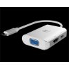 PremiumCord Převodník USB3.1 typ C na HDMI + VGA + PD charge, Aluminium pouzdro