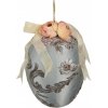 Clayre & Eef Modré závesné vajíčko zdobené kvetmi - Ø 15*21 cm - Clayre & Eef
