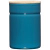Riess Skladovací pohár s dreveným vekom Ø8cm 525ml Smaltovaný tichý modrý