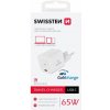 Swissten sieťový adaptér GaN 1x USB-C 65W, Power Delivery, biely 8595217483804