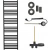 CERANO - Kúpeľňový radiátorový set Fulgidus - kombinované vykurovanie, wifi tyč - bočné jednobodové pripojenie - 765W - čierna matná - 1800x530 mm CER-663709