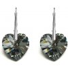 MSPERK Strieborné náušnice srdcia Crystal Silver Night 14mm Ag 925/1000