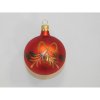 ONREX Vianočná ozdoba sklenená guľa červená/zlatá vetvičky pr. 7 cm