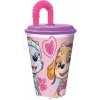 Paw Patrol STOR Plastový téglik so slamkou ružový 430 ml