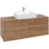 VILLEROY & BOCH Collaro závesná skrinka pod umývadlo na dosku (umývadlo v strede), 4 zásuvky, s LED osvetlením, 1400 x 500 x 548 mm, Oak Kansas, C131B0RH