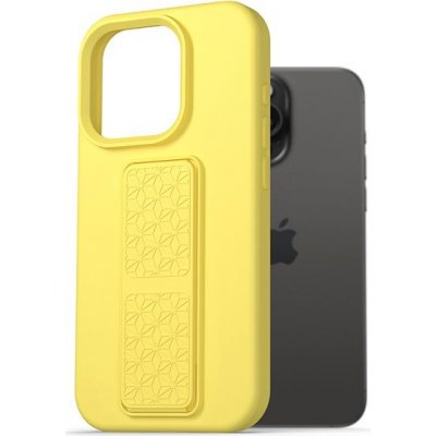 Púzdro AlzaGuard Liquid Silicone Case with Stand na iPhone 15 Pro Max žlté