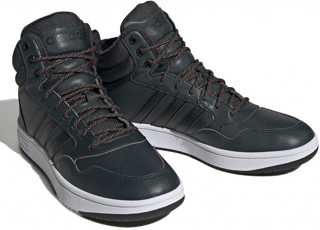 adidas Performance Hoops 3.0 Mid Winterzed Shadow Green Iron Metallic Core Black