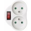 Emos P0062 rozbočovacia zásuvka 2x guľatá s vypínačom, biela