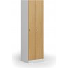 Kovová šatníková skrinka S1 zúžená, 2 oddiely, 1850 x 500 x 500 mm, demont, otočný zámok, laminované dvere, buk