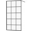 MEXEN/S - KIOTO Sprchová zástena WALK-IN 100x200 cm 8 mm, čierna, čierny vzor 1 800-100-101-70-77
