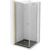 MEXEN/S - Pretória sprchovací kút 80x80, transparent, zlatá + sprchová vanička vrátane sifónu 852-080-080-50-00-4070G