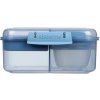 Sistema Delený desiatový box Ocean Bound Bento Cube s nádobou na jogurt a 2 tácky 1,25 l, modrá
