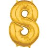 PartyDeco Fóliový balón narodeninové číslo 8 zlatý 86cm
