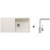 Blanco SET 12-C 24 drez silgranit ZIA XL 6 S 100x50 cm Biela Soft+batéria Mila Chróm 527217+519414