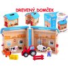JOKO Drevený domček, skladací Farma - Stodola + drevený Traktor