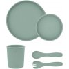 KikkaBoo Jedálenská sada Platinum Silicone Sage 5 dielna