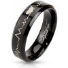Šperky eshop - Obrúčka z chirurgickej ocele čiernej farby - srdiečko a kardiogram, 6 mm P09.17 - Veľkosť: 67 mm