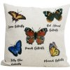 Mars & More Biely ľanový vankúš s potlačou motýľov 45x45x10