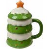 Clayre & Eef Zelený keramický hrnček vianočný stromček s viečkom - 13*9*16 cm / 350 ml - Clayre & Eef