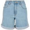 Ladies Organic Stretch Denim 5 Pocket Shorts - clearblue bleached 27