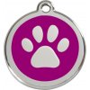 Red Dingo identifikačná známka pre psov a mačky Fialová labka M 30 mm