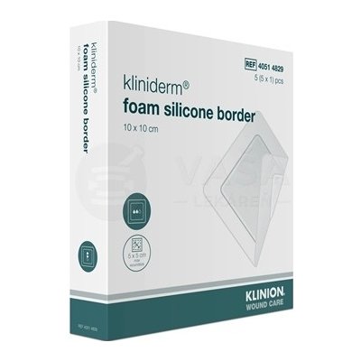 Kliniderm Foam Silicon Border Krytie na rany penové silikónové sterilné 10 x 10 cm 5 ks