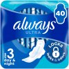 Always Ultra Day & Night hygienické vložky veľ. 3 s krídelkami 40 ks