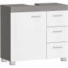 Kúpeľňová skrinka pod umývadlo, 30 x 70 x 64 cm, sivá a biela farba