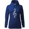 Husľový kľúč z nôt - Mikina dámská Cape s kapucí - M ( Kráľovská modrá )