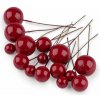 Guličky / bobule na drôtiku na tvorenie Ø1-2 cm - červená