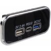 USB 2.4A + QC3.0 + USB-C zásuvka 12/24V, chrómový rámček (34678.3)