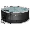 Bazén s pieskovou filtráciou Black Leather pool Exit Toys kruhový oceľová konštrukcia 360*122 cm čierny od 6 rokov