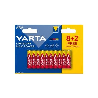 Batéria alkalická Varta Longlife Max Power AAA, LR03, blister 8+2ks (4703101410)