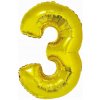 Balón číslica 3, zlatá, 86 cm