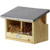 Esschert Design Kŕmidlo pre veveričky Double, 18x25x17,5 cm, drevo/kov, hnedá