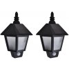 Nástenné solárne svietidlá 2 ks čierne so snímačom pohybu
