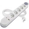 EMOS Predlžovací kábel 3 m / 5 zásuvky / s vypínačom / biely / 1×USB-A + 1×USB-C / 1,5 mm2 P1513PD