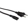 Kábel sieťový 230V, 2pin vidlica (CEE7/16) priama - C7 (2pin), 1.8m, 0.75mm², 2.5A, čierny