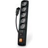 Acar F5 IEC 5m kábel, 5 zásuviek, prepäťová ochrana, C14 do UPS, čierny ppacarf5-5iec