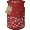Emocio Vonná sviečka v skle Magic Snowing 93×142 mm so skleneným viečkom - červeno-biela