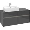 VILLEROY & BOCH Collaro závesná skrinka pod umývadlo na dosku (umývadlo vľavo), 4 zásuvky, s LED osvetlením, 1200 x 500 x 548 mm, Glossy Grey, C129B0FP