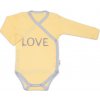 Baby Nellys Body dlhý rukáv Love - zapínanie bokom, žlté 74 (6-9m)