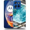 Picasee silikónový čierny obal pre Motorola Edge 50 Neo - Blue geometry