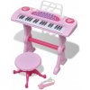 vidaXL hračkárske klávesy so stoličkou a mikrofónom 37 kláves ružové