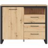 BRW Komoda DODSON KOM1D3S dub artisan/čierna drevo 110.5 cm x 90 cm x 40.5 cm