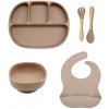 Malý Ježko Silikónový jedálenský set pre deti 5-dielny KLASIKA - Caramel Brown