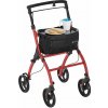 Skladacie hliníkové chodítko s brzdou a taškou, červené