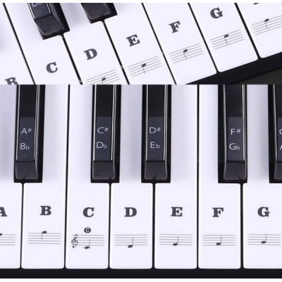 Samolepky pre klávesy alebo klavír 37-88 kláves čierna tlač od 5,05 € -  Heureka.sk