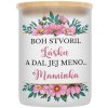 Veľka sviečka v sklenenenej dóze s bambusovým viečkom pre mamu